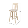 International Concepts San Remo Bar Height Stool, with Swivel, 30." Seat Height, Unfinished S-103SW